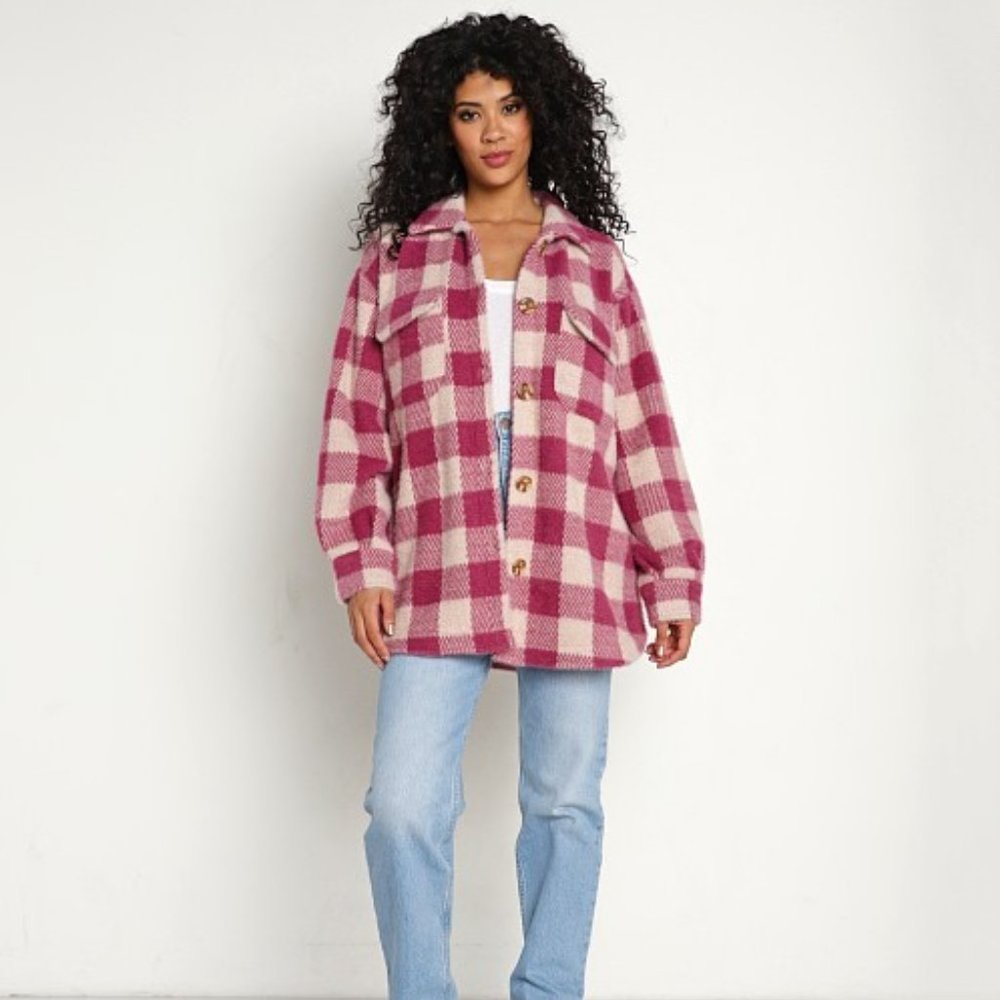 Z Supply Plaid Tucker Jacket - Berry (SO SOFT!) Shacket